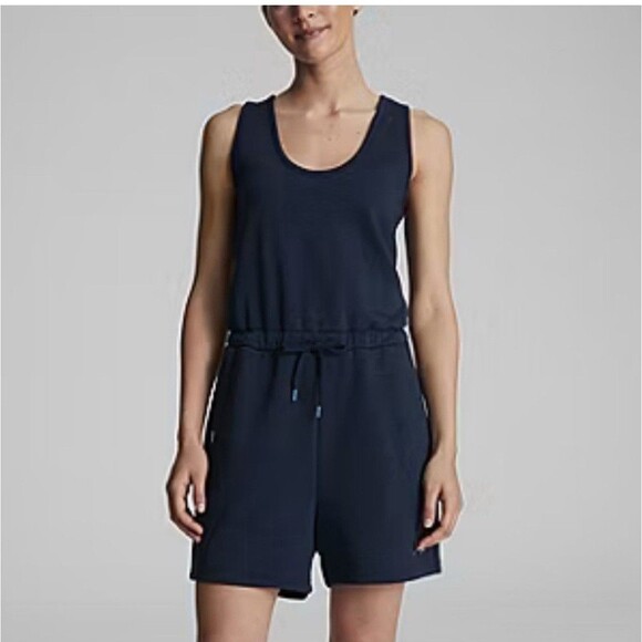PUMA Women's In Drawstring Romper Navy Blue Size Large Athletic Casual Sporty - Picture 2 of 16